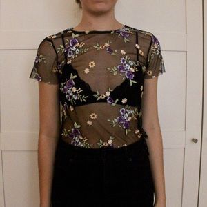Floral mesh top
